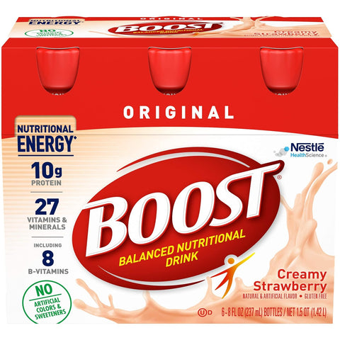 BOOST Original Balanced Nutritional Drink, Creamy Strawberry, 8 FL OZ (Pack of 6)