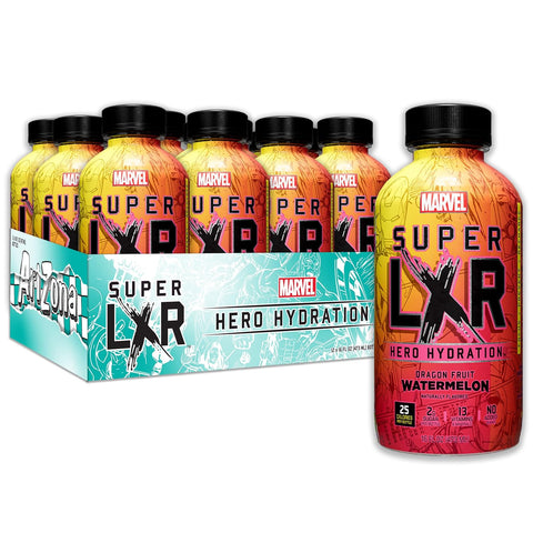 AriZona x Marvel Super LXR Hero Hydration - Dragon Fruit Watermelon  (Pack of 12) – Low Sugar Sports Drink,