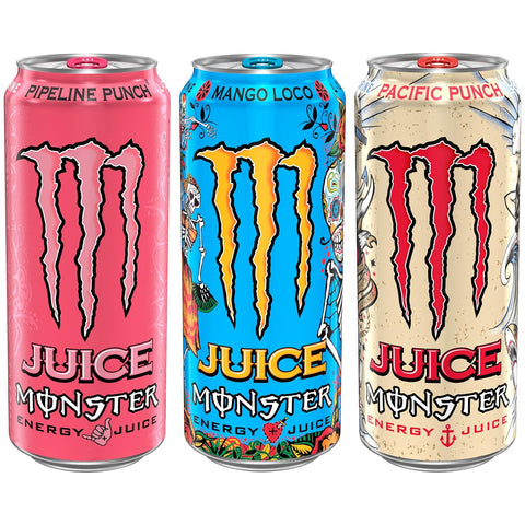 Monster Energy  Variety Pack, Pipeline Punch, Mango Loco, Pacific Punch, Energy+Juice,  (Pack of 15)