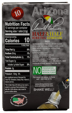 Arizona tea, Arnold Palmer Mix Stix, Half Iced Tea & Half Lemonade, 10 stix, 1.2 Oz (Pack of 12)