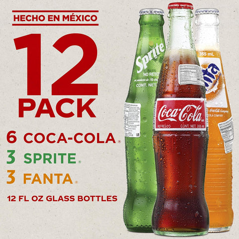 Mexican Coke Fiesta Pack, 12 fl oz Glass Bottles, 12 Pack